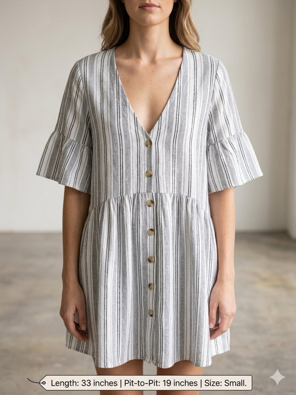 ✨ Before You Vertical Stripe Babydoll Dress / Tunic ✨ size small Black/White
